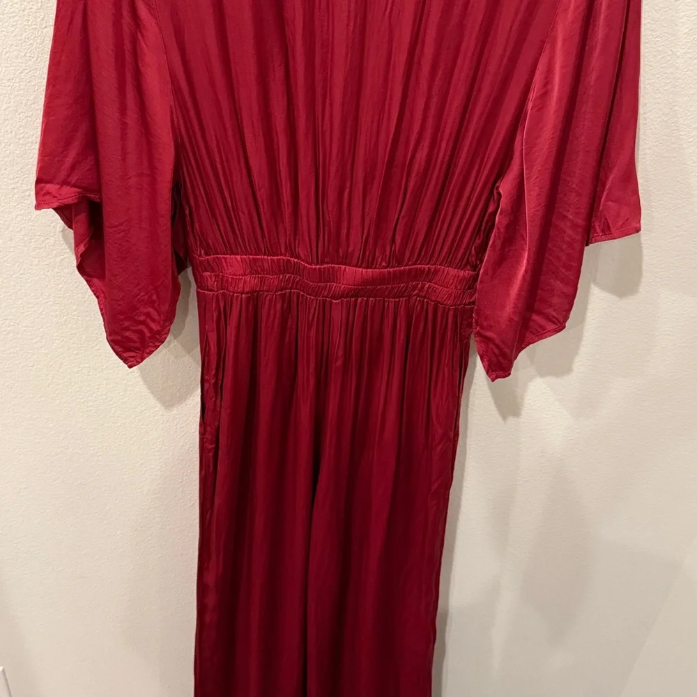 NWT Free People Young Fabulous‎ and Broke Rose Tie-Front Satin Jumpsuit Size M